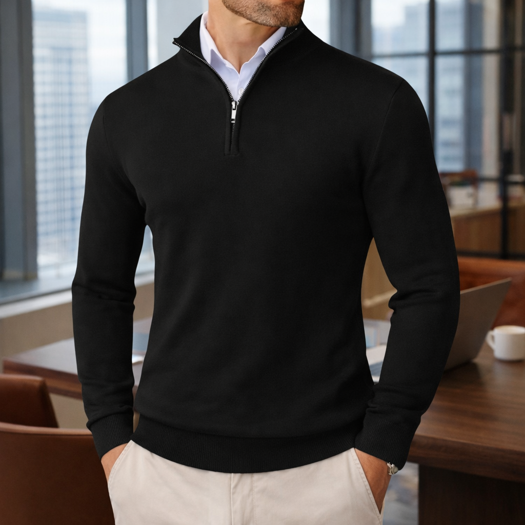 Luxe Half-Zip Heren Pullover – Tijdloze Stijl & Dagelijks Comfort