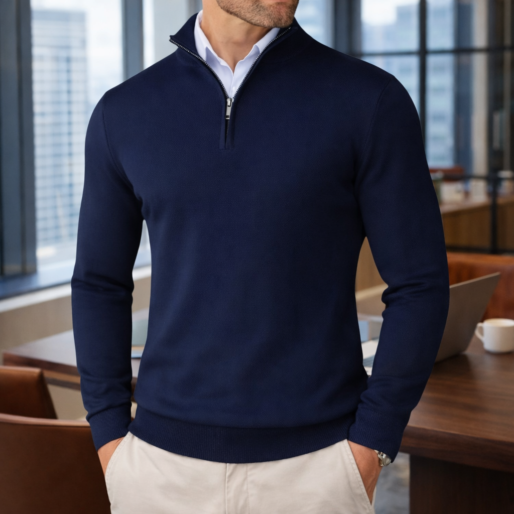 Luxe Half-Zip Heren Pullover – Tijdloze Stijl & Dagelijks Comfort